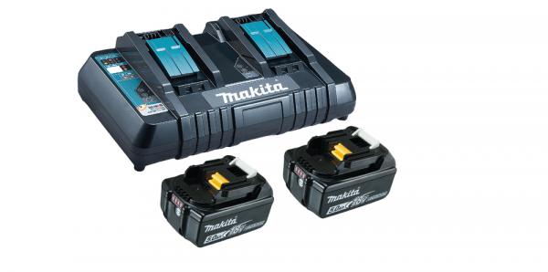 Makita Akku-Set Power Source-Kit 18V 5 Ah 2x akku 5 Ah +1 Doppelladegerät BL1850B Nr. 199482-2